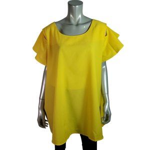Signature‎ Collection Top Plus Sz 3X 26/28W Tunic Convertible Sleeves Yellow